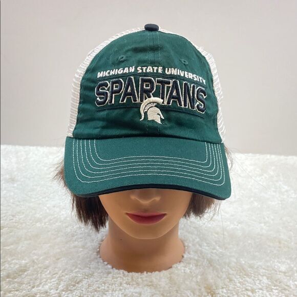Captivating Accessories - Michigan State Spartans Mesh Trucker Hat Green Cream Adjustable Cap Unisex